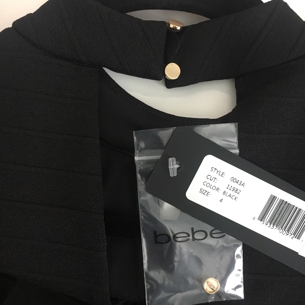 NWT BEBE BODYCON DRESS - BLACK - SIZE 4 - Picture 3 of 7